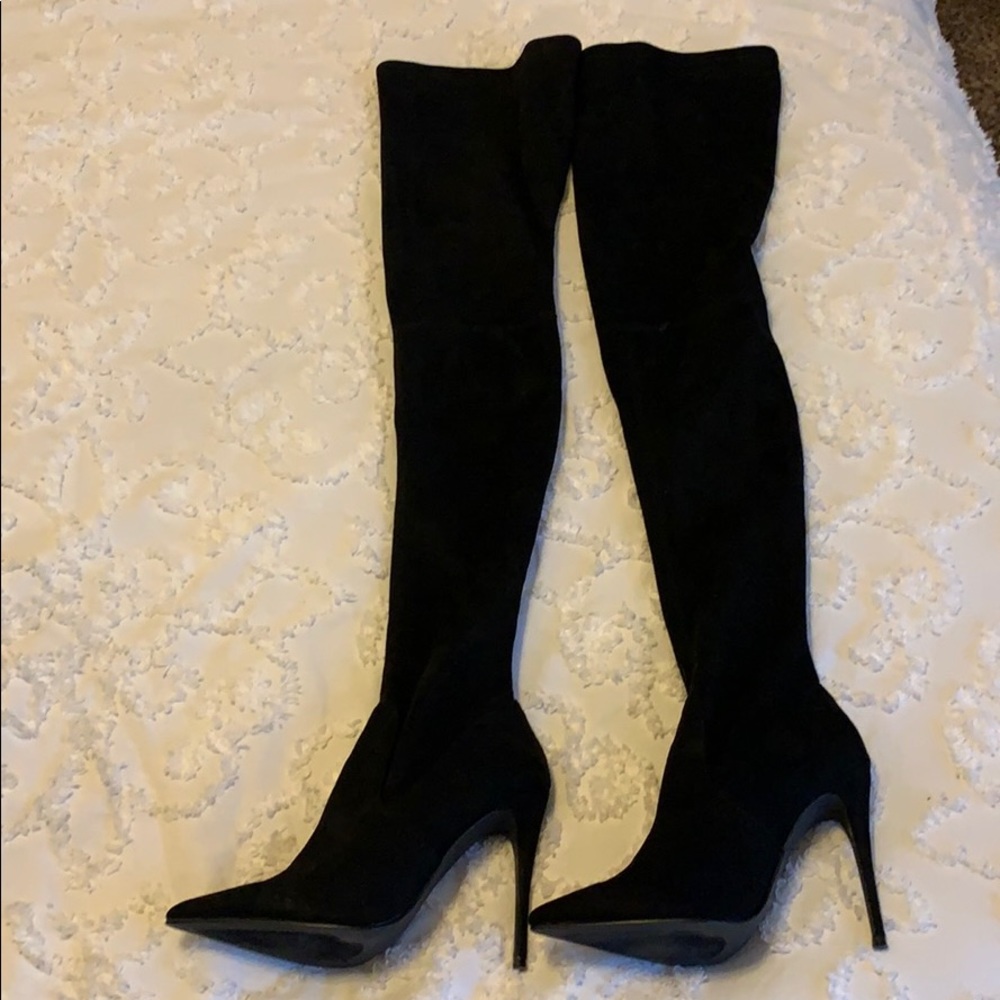 Steve Madden Thigh High Black Suede Boots